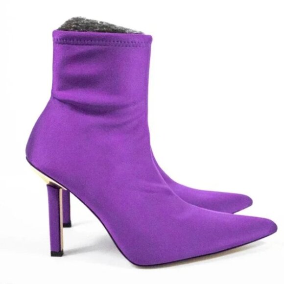Good American Neoprene Ankle Boots 7.5 Purple NEW NIB pointy - Picture 1 of 12